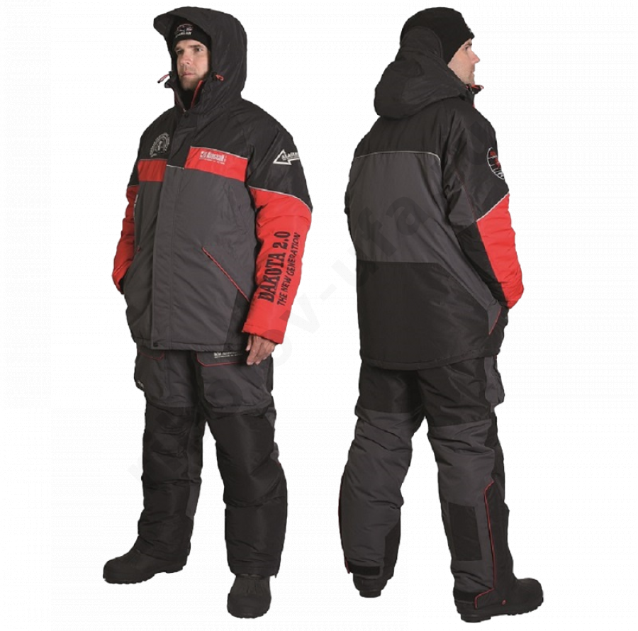 Костюм зимний Alaskan Dakota 2.0 (куртка+полукомбинезон) красный/серый/черный р. L (РР)