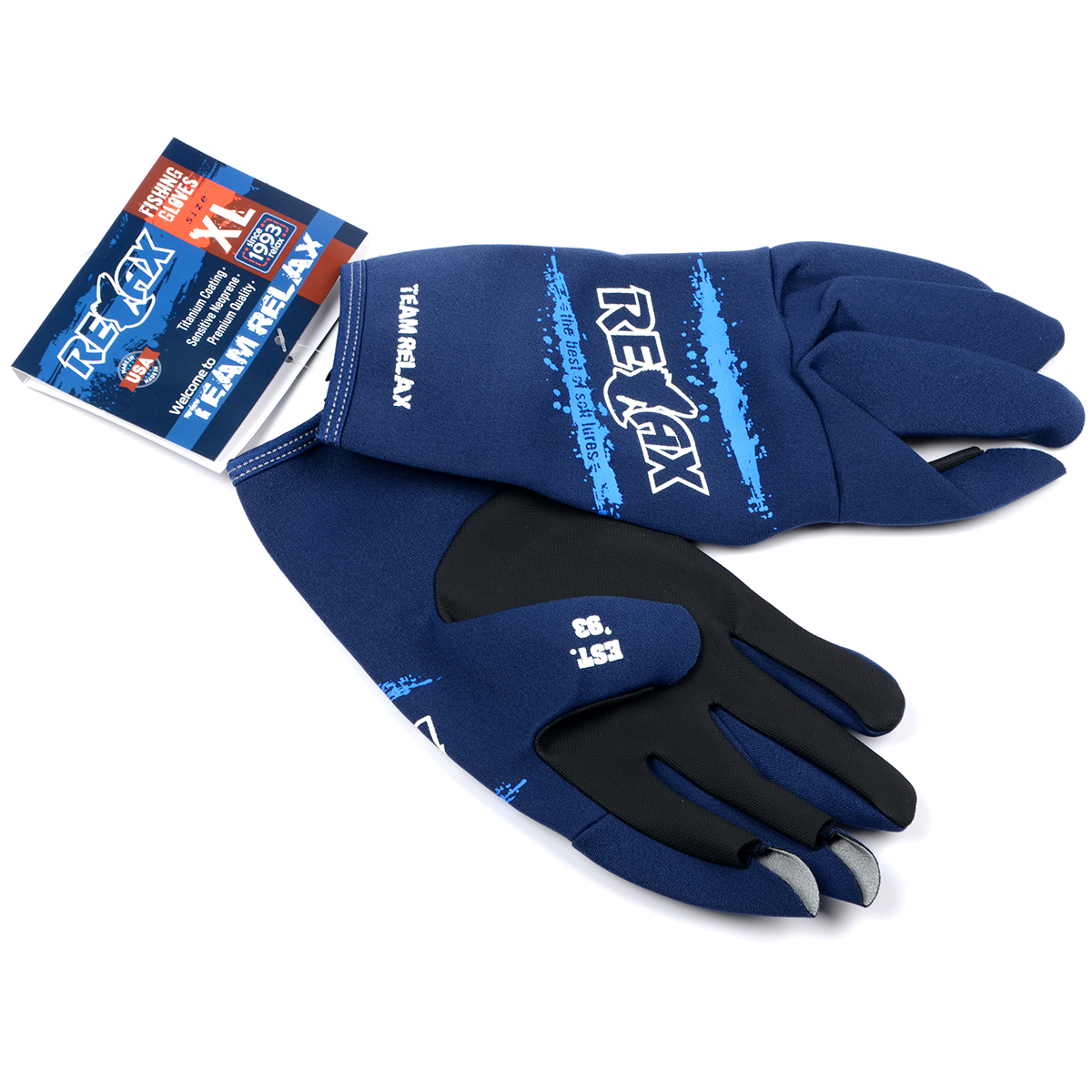 Перчатки спиннингиста Relax неопреновые, синие р. XL