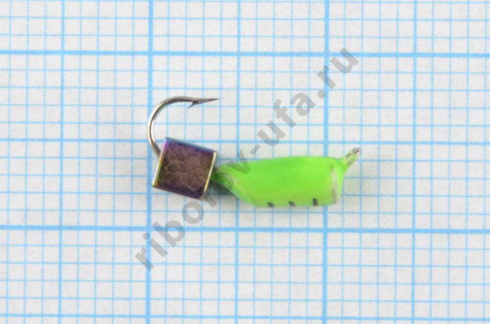 Мормышка Wormix точеная вольфрамовая Столбик d=2,5 с кубиком Хамелеон (зеленый) арт. 455