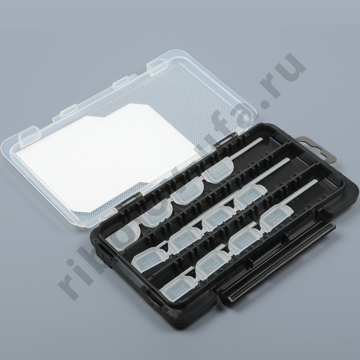 Коробка Kosadaka Light Game Case A 175*105*18мм чёрная стыкуемая, 3 продол.секции + съёмн.вст