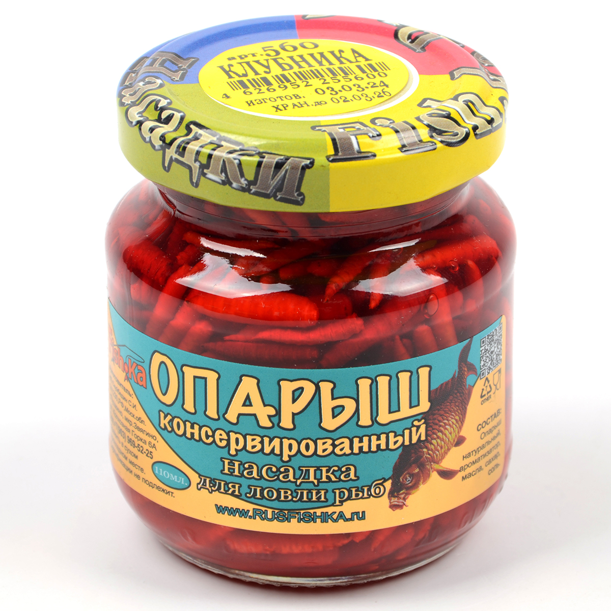 Насадка Fish.ka Опарыш консерв. Клубника 110мл стекл/б