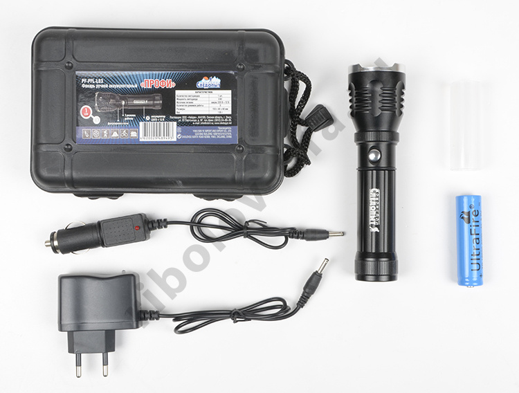 Фонарь Сибирский Следопыт ручной Профи 1L, zoom, аккум. 3 режима 220В+12В (250лм) L63