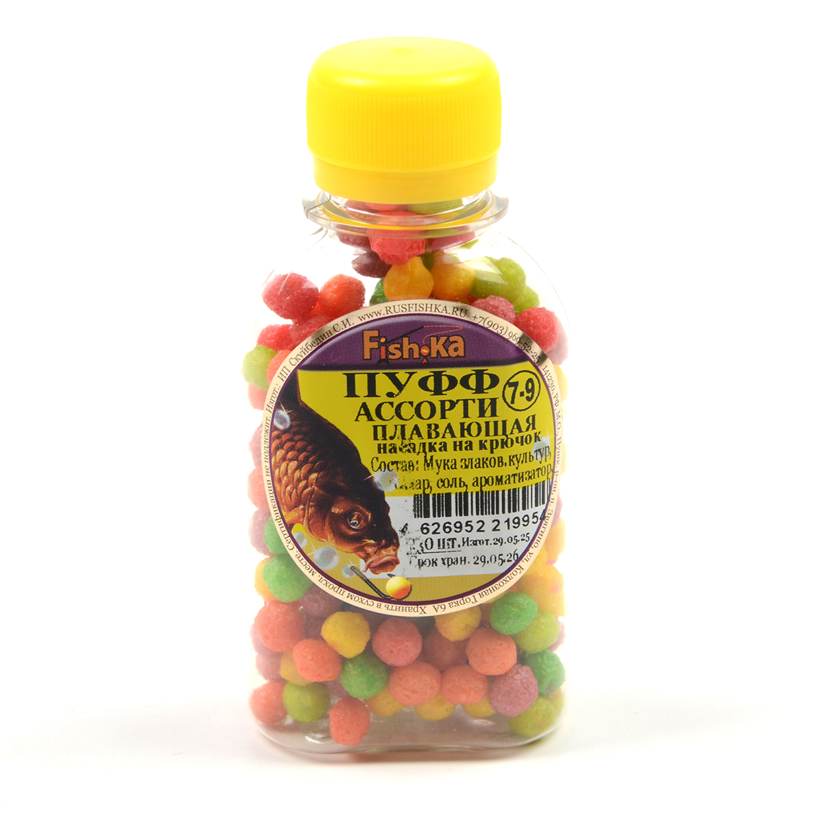 Пено-Пуфф Fish.ka Ассорти (плавающий) 7-9мм 230шт (банка)