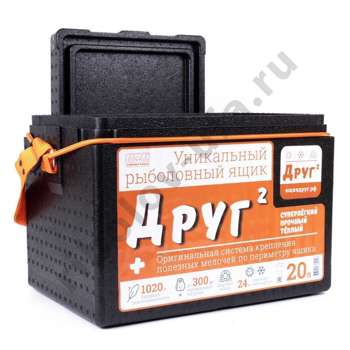 Ящик зимний Camping World Друг-2+ (32.5х43х29см) 20л черный + оригинальная система крепления 
