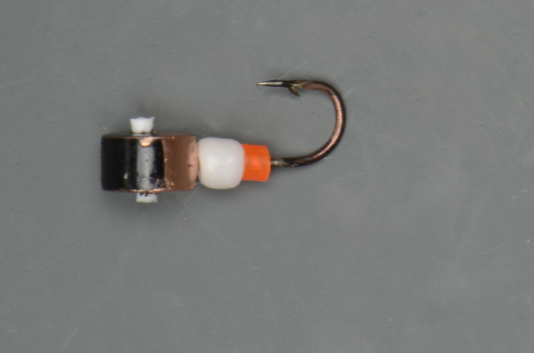 Мормышка Золотой плёс вольфрамовая точеная Шайба 4, 0.5 гр, с кембриком медь-черное