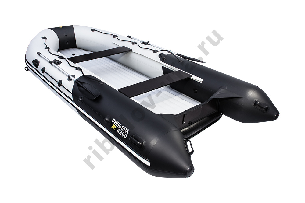 Лодка Ривьера 4300 Килевое НД комби светло-серый/черный