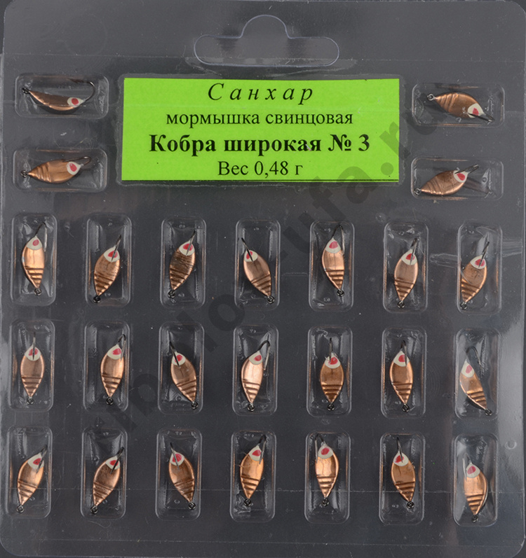 Мормышка свинцовая Санхар Кобра широкая №3 медь (50 шт/уп)