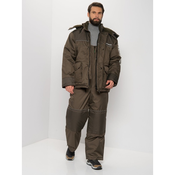 Костюм зимний Huntsman Полюс цв. Хаки ткань Cell со снегозащ. гетрами р. 44-46 рост 170-176 (РР)