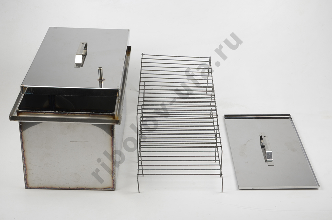 Коптильня трехъярусная с гидрозатвором 490х295х275, нерж. сталь 1 мм 