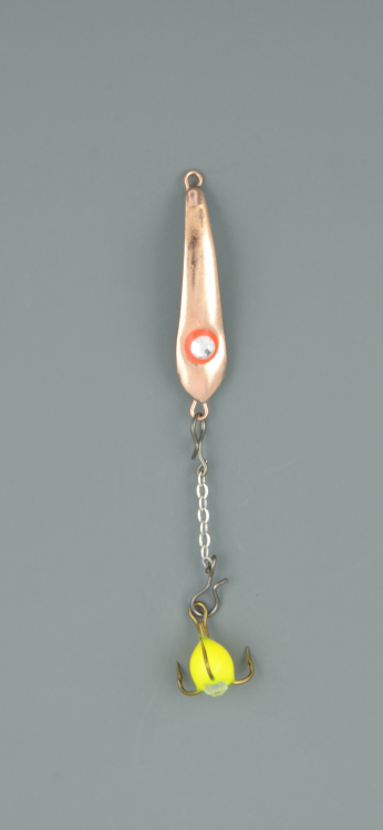 Блесна зимняя Пирс Кобра с чёртиком на цепочке Малек большой медь (в блистере)