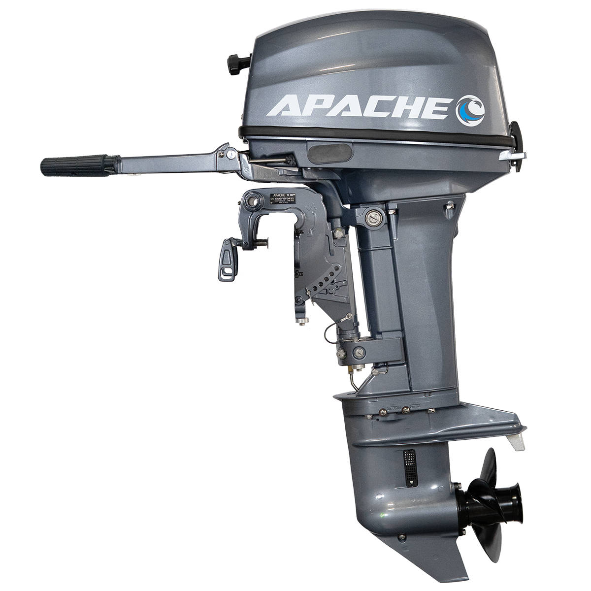 Лодочный мотор 2-х тактный Apache T 9.9 BS PRO с баком 24 л + винт 11 шага