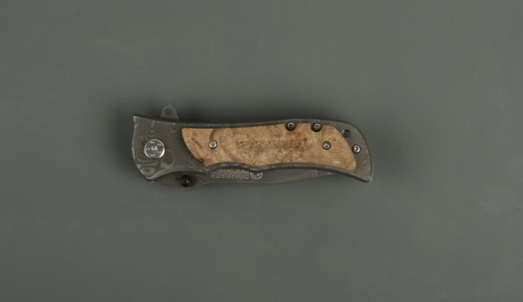 Нож складной Kosadaka N-F37W 20.5/12.0 см, дамасский, с деревянной накладкой