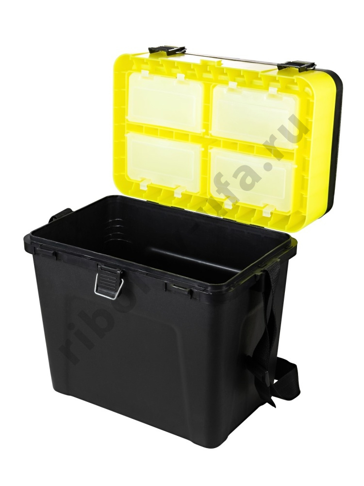 Ящик зимний Три кита 4+4 отделения для приманок 380*360*240 цв.черно-желтый