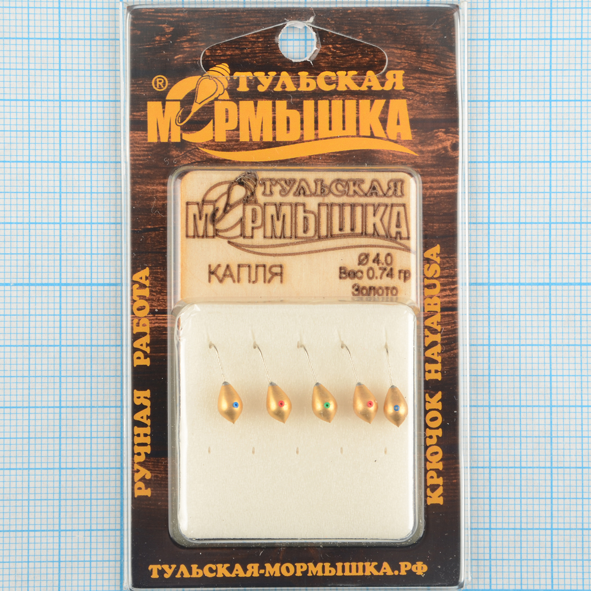 Мормышка вольфрам.Тульская Капля с кембриком 4,0мм золото