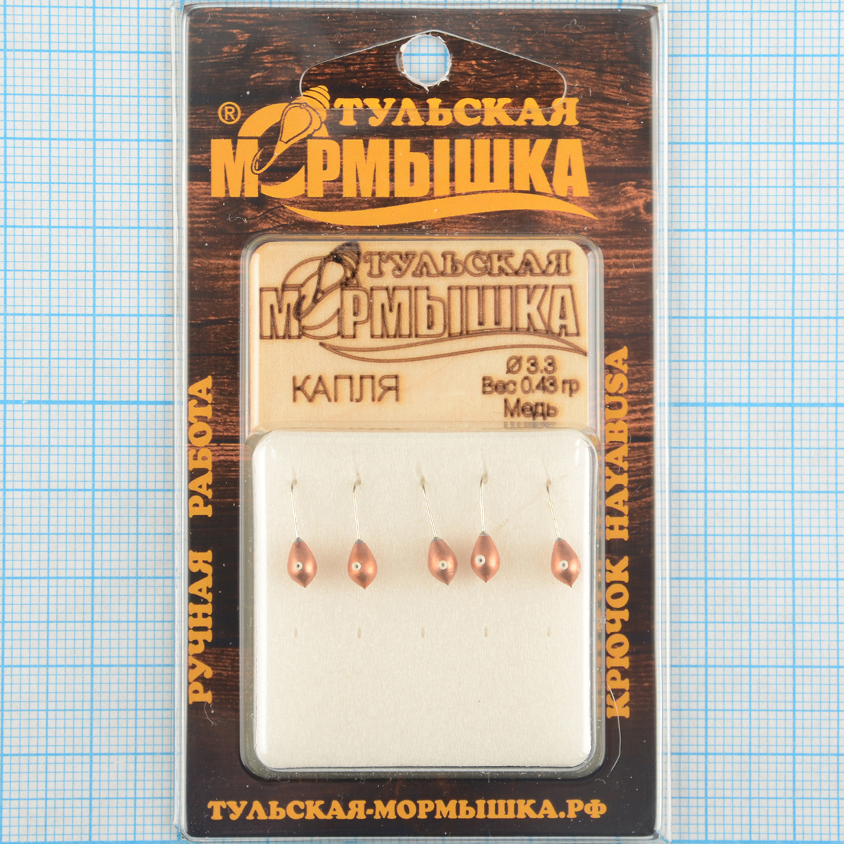 Мормышка вольфрам.Тульская Капля с кембриком 3,3мм медь