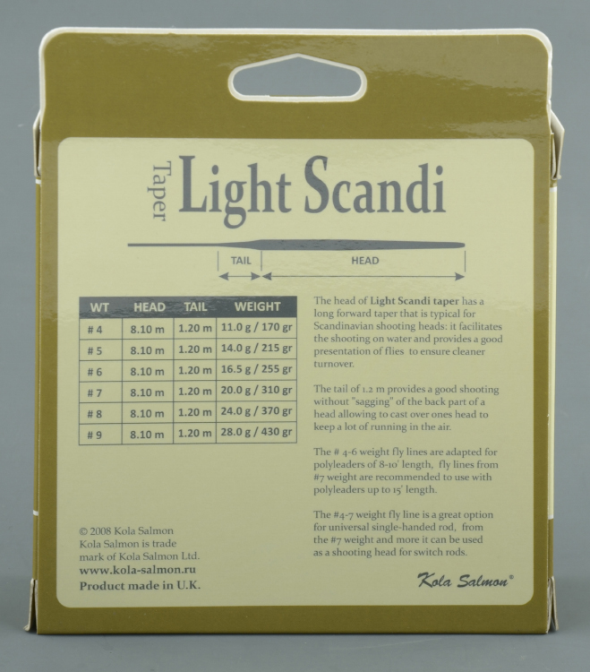 Шнур нахлыстовый Kola Salmon Light Scandi Taper WF8F Clear