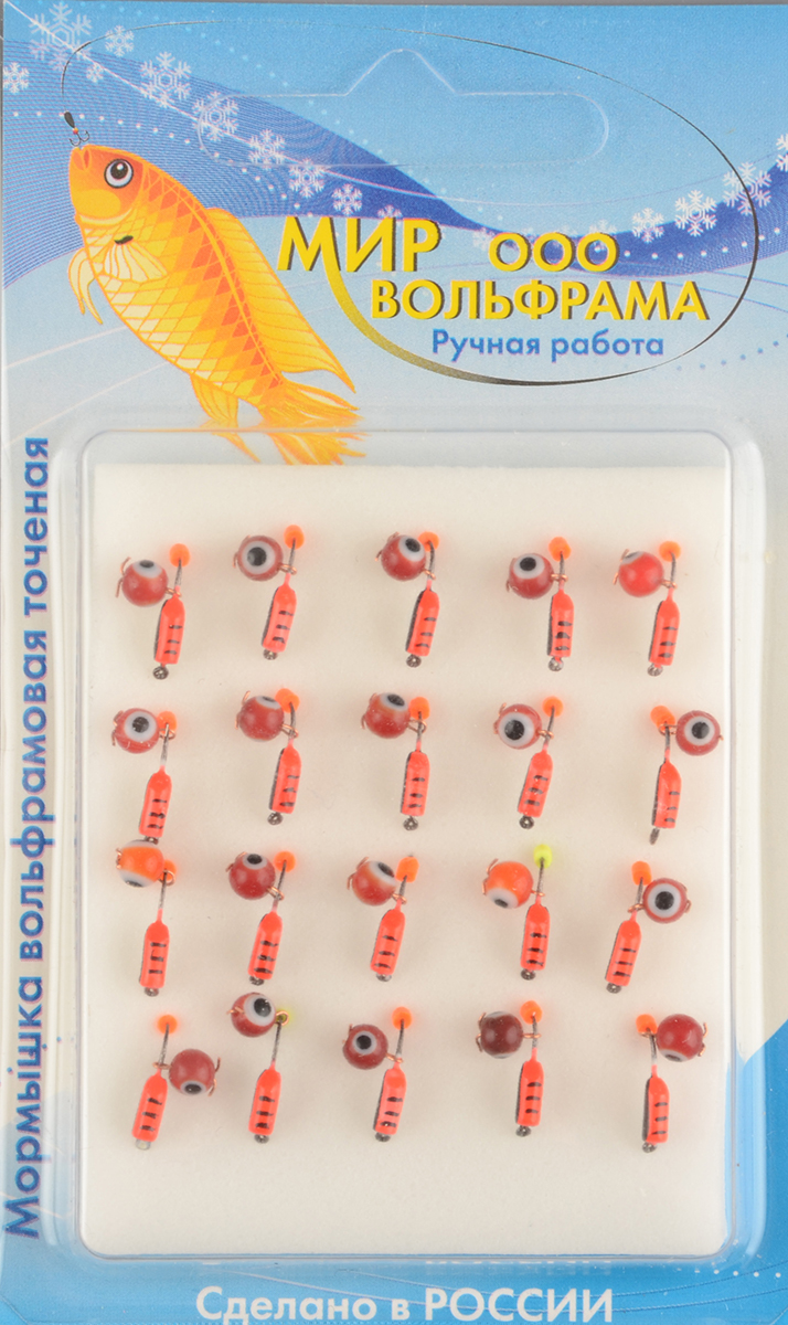 Мормышка Мир Вольфрама Столбик Рыбий глаз подвесной д. 2 мм красный 