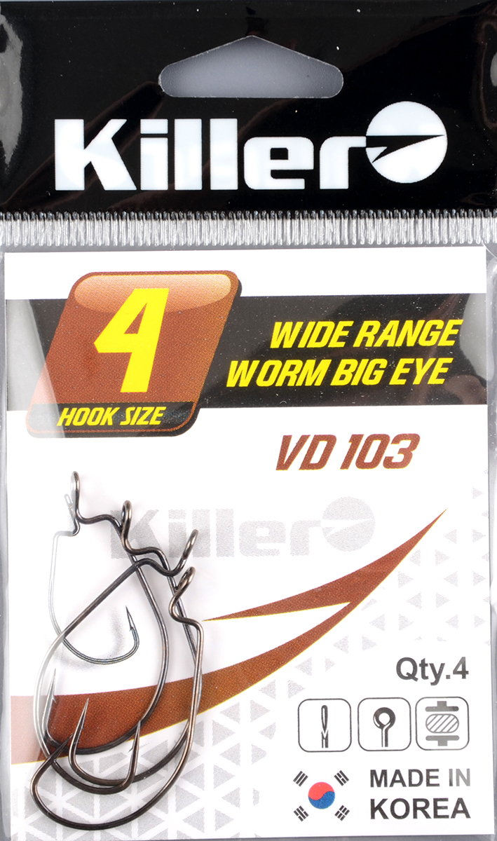 Офсетный крючок Killer Wide range worm big eye VD-103 № 4
