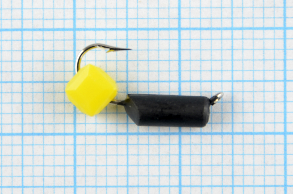 Мормышка Wormix точеная вольфрамовая Столбик d=3 с сырным кубиком (черный) арт. 497