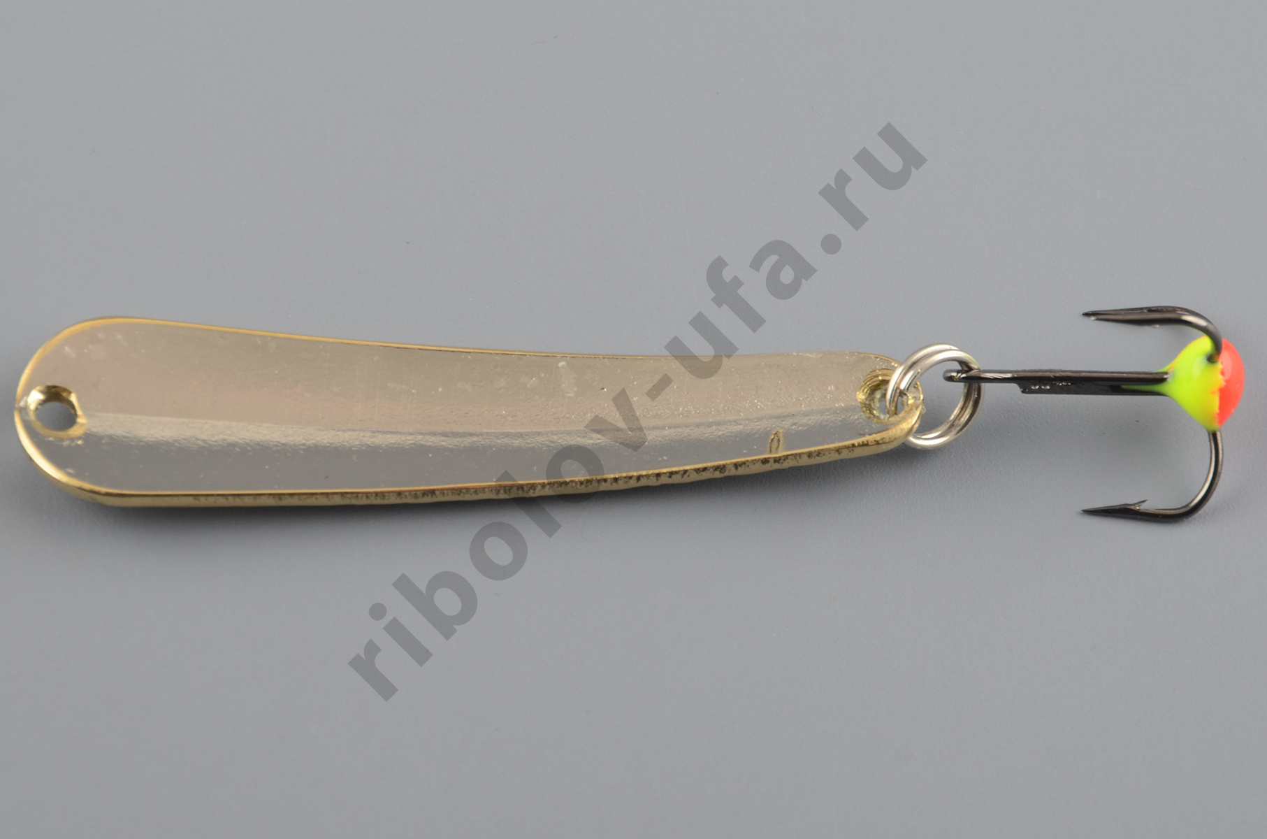 Блесна зимняя Бубнов колеблющаяся Окушок 51 мм 5 гр. жел/бел, латунь, ребр., тр. с каплей