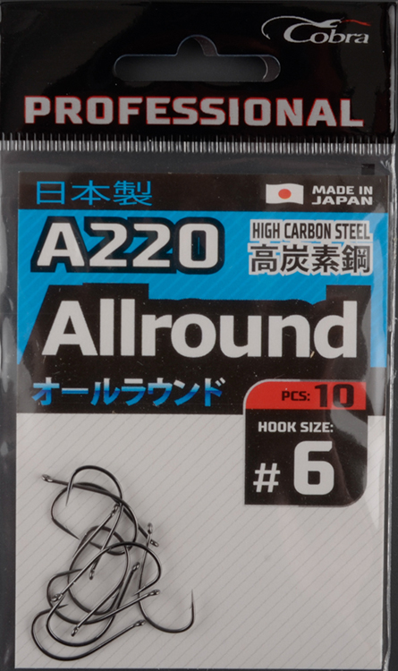 Одинарные крючки Cobra Pro Allround сер.A220 разм.006 (10шт)