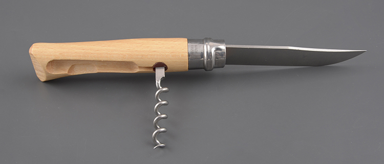 Нож Opinel 10 со штопором, нерж.сталь, бук