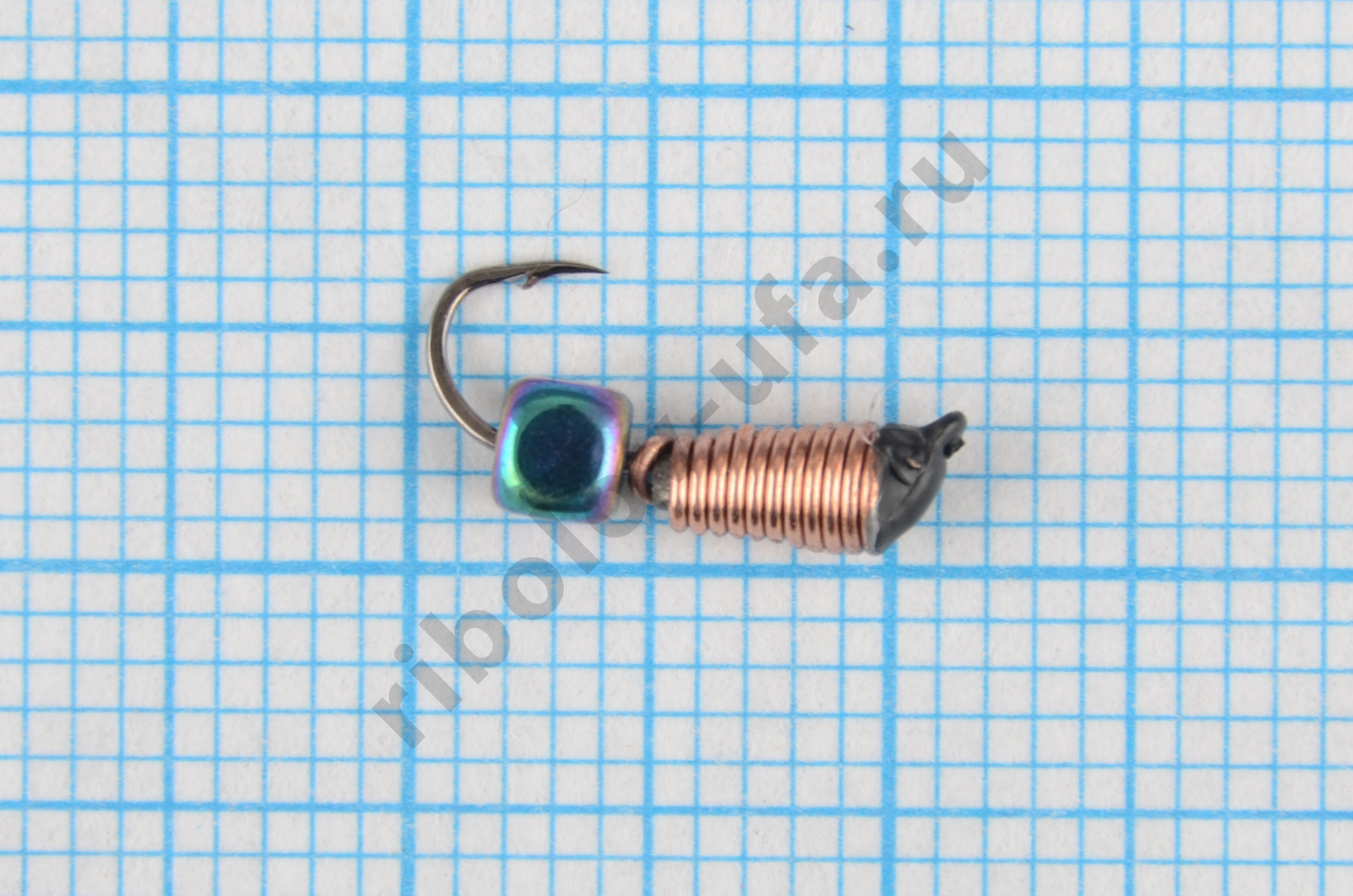 Мормышка Владимирский вольфрам Капля рифленая медь с кубиком хамелеон 2мм 0,3гр