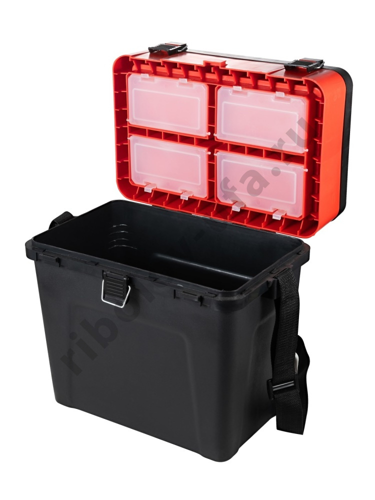 Ящик зимний Три кита 4+4 отделения для приманок 380*360*240 цв.черно-красный