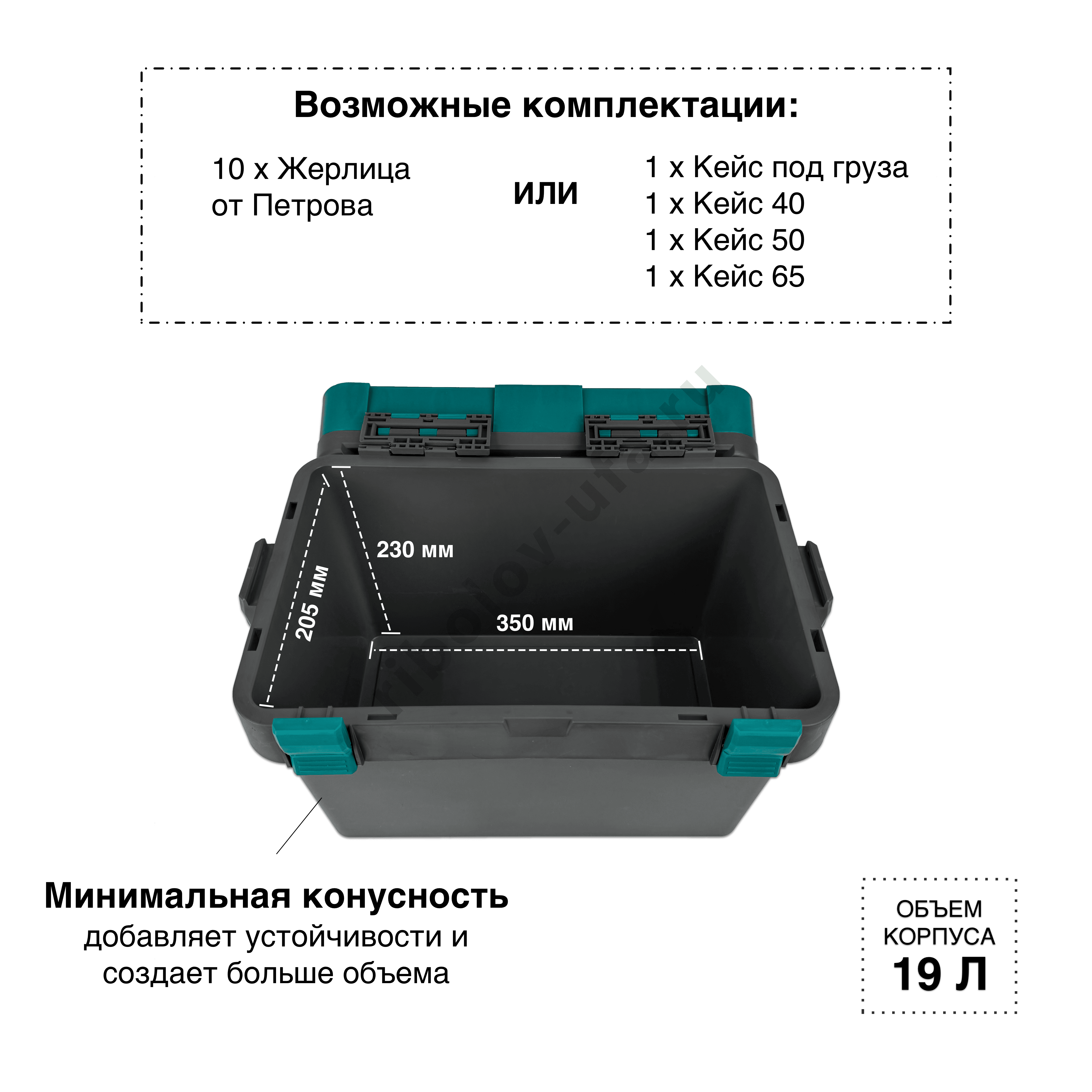 Ящик зимний Fishka Petrov Профи с ремнем цв. бирюза 400*260*325