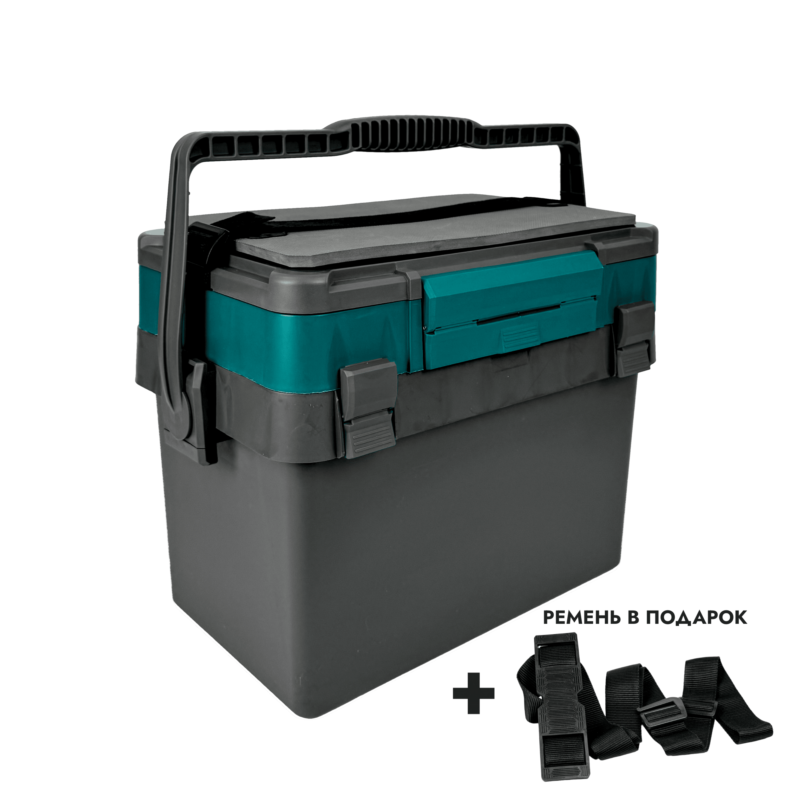 Ящик зимний Fishka Petrov Профи с ручкой цв. бирюза 400*260*325