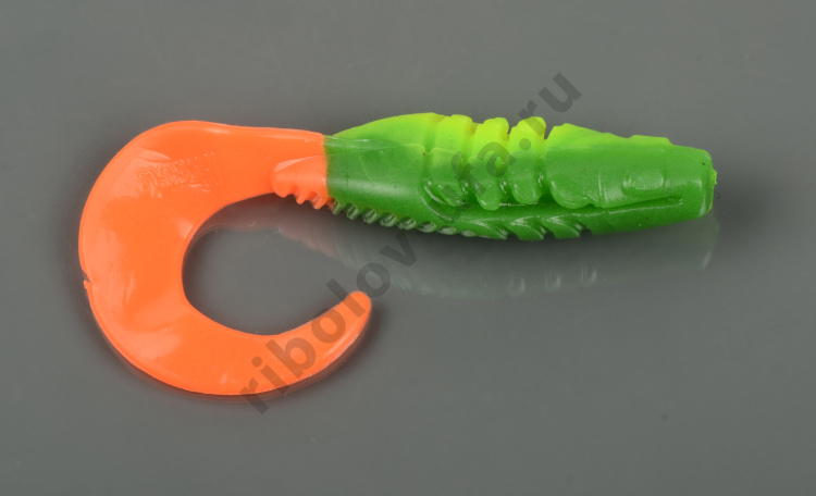 Силиконовая приманка Manns Rumba цв. 213 лимонно-зеленый (Lime) с огненным хв (уп.15шт)