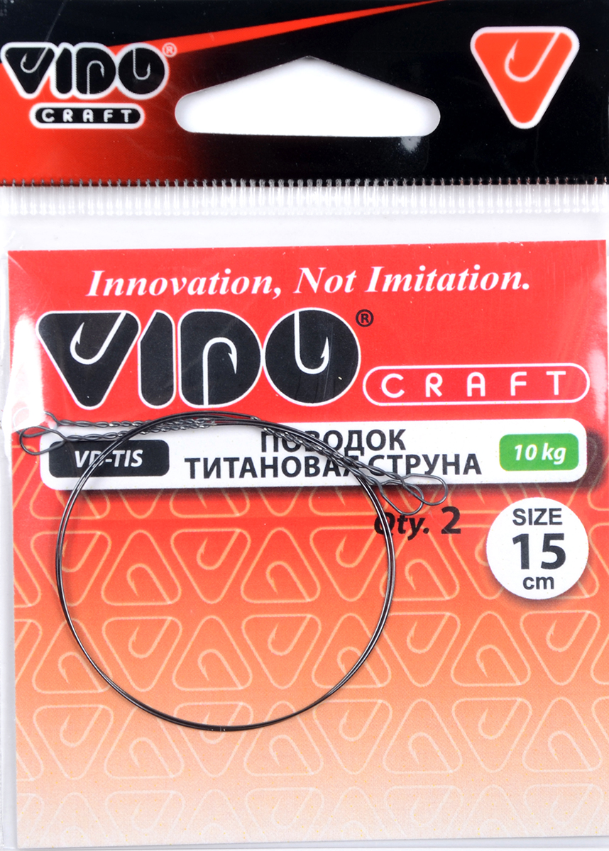 Поводок Vido Титановый струна дл.15см, ф 0,35мм,10кг 