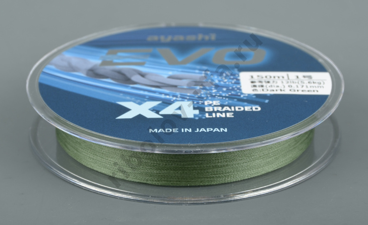 Шнур плетёный Ayashi Evo-X4 (dark green) 150м 0,132мм 