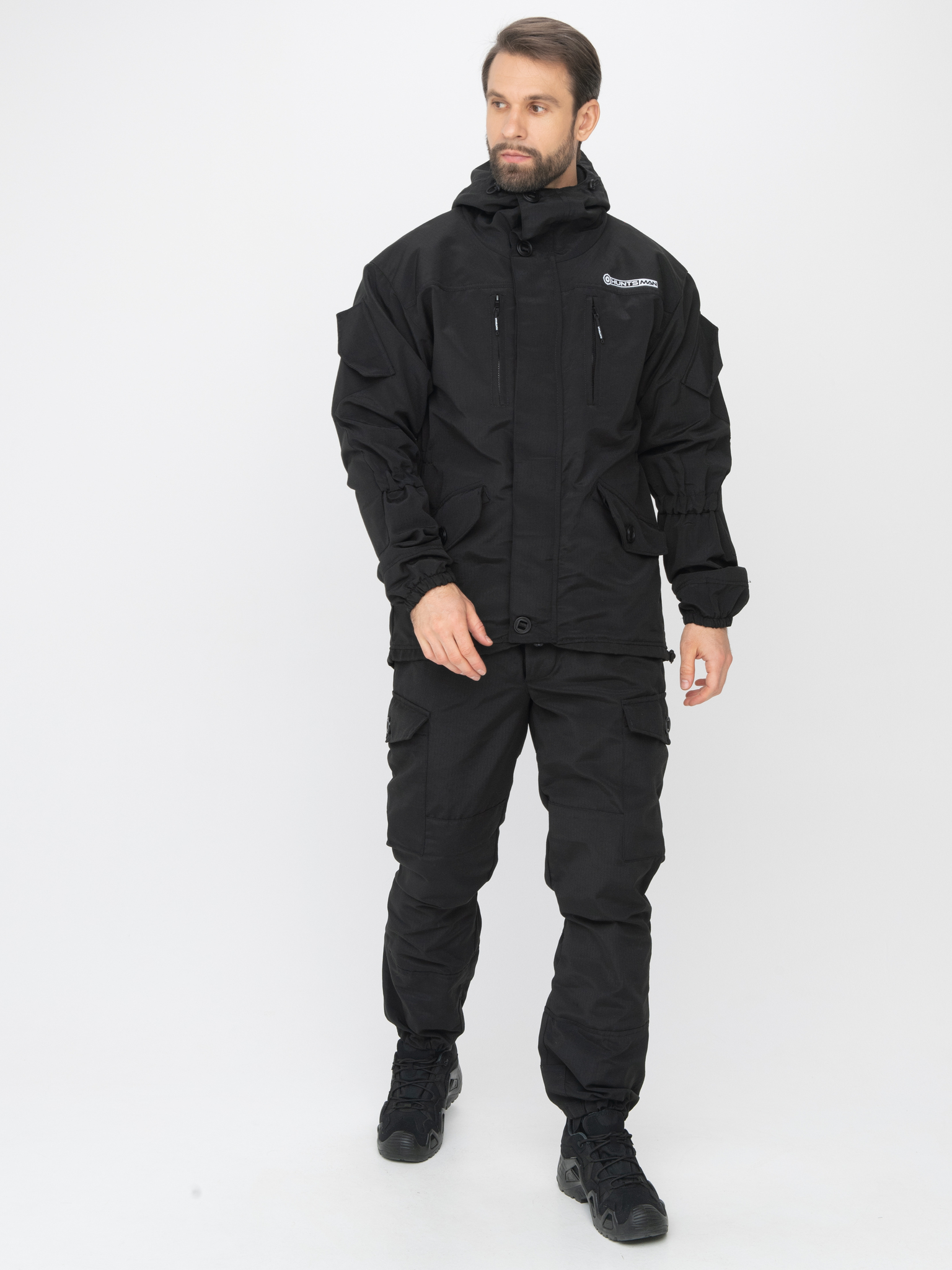 Костюм демисезон. Huntsman Горка-5 цв. Черный ткань Смесовая Рип-Стоп р. 44-46 рост 170-176 на молни