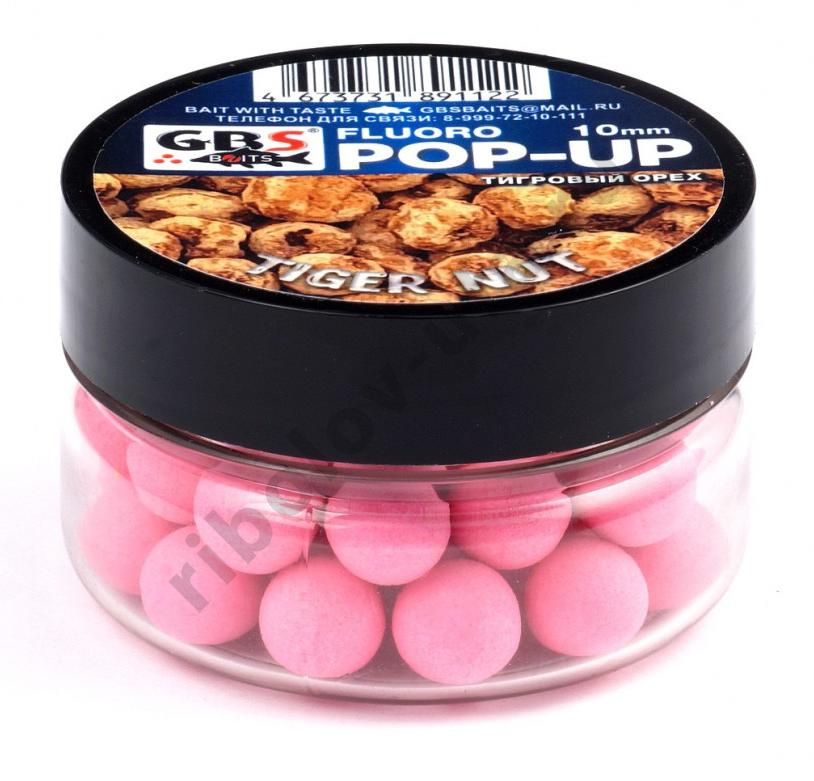 Бойлы GBS Baits Pop-up плавающие 10мм 55гр (банка) Tiger Nut розовый