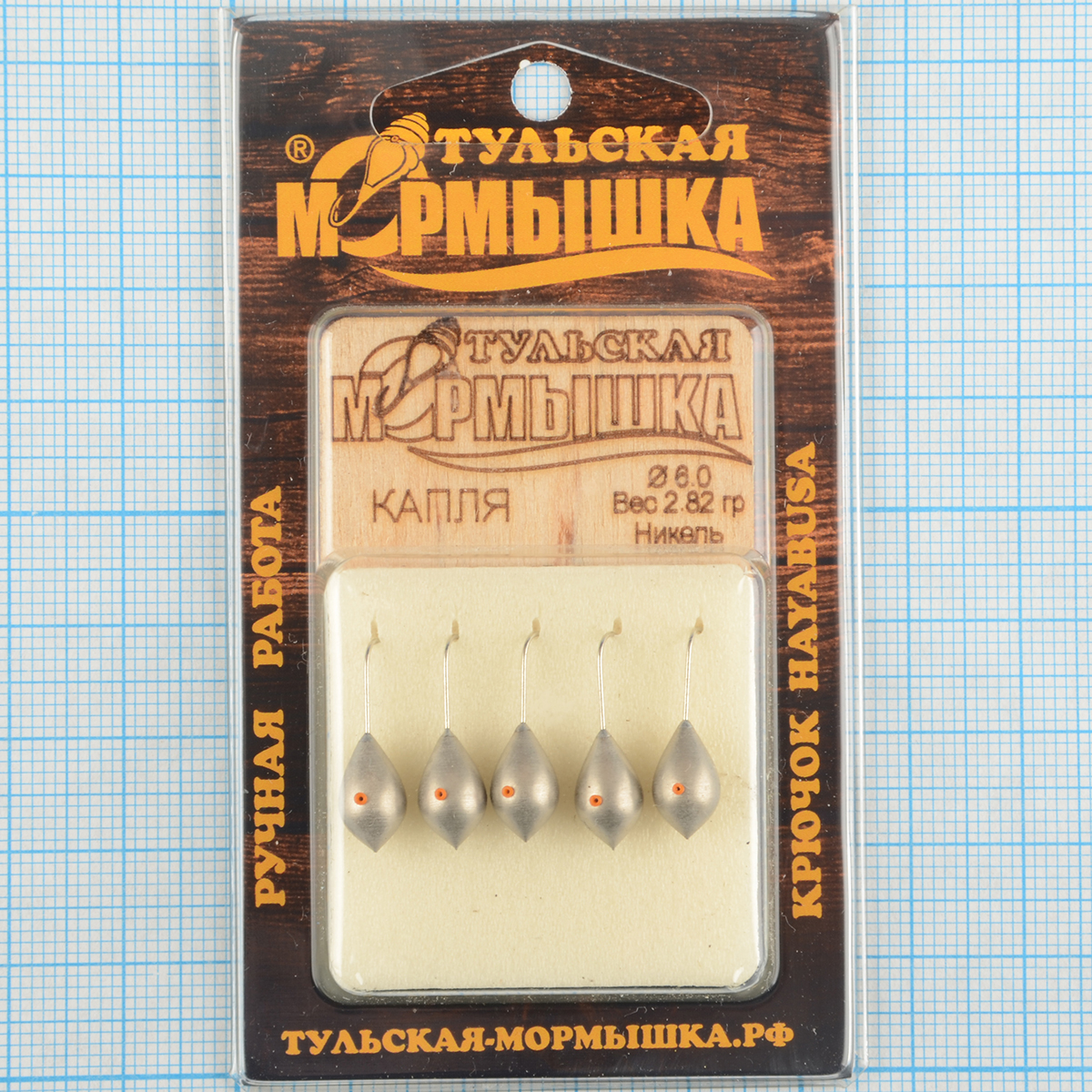 Мормышка вольфрам.Тульская Капля с кембриком 6,0мм никель