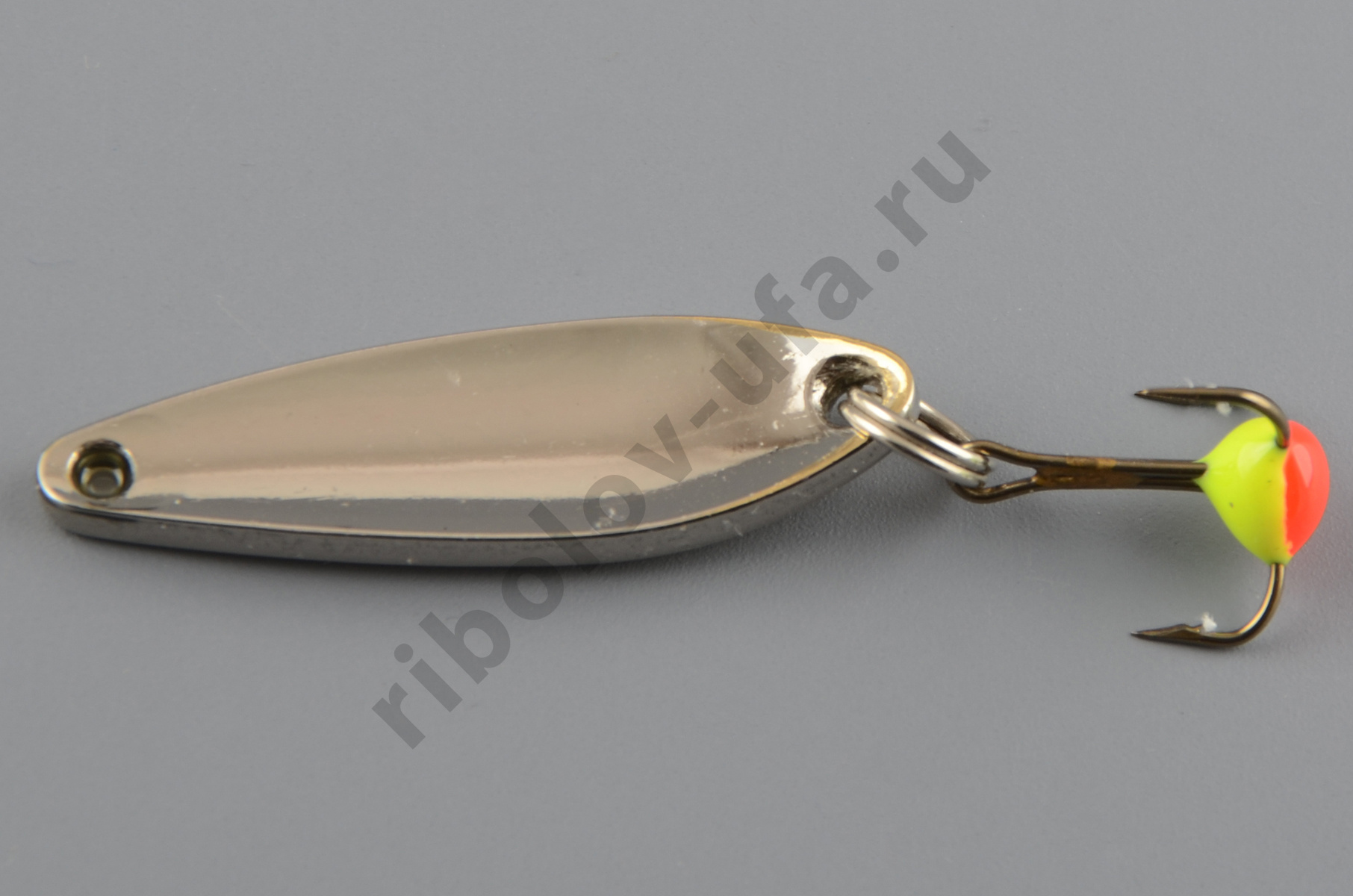 Блесна зимняя Бубнов колеблющаяся Смарт 3 гр. жел/бел, латунь, гладк., тр. с каплей
