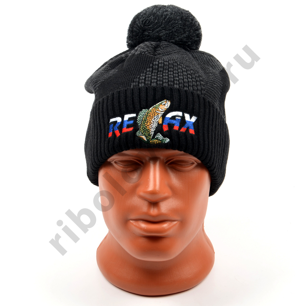 Шапка Relax вязанная, цв. черно-серая (на подкладке флис), BlcGR-58