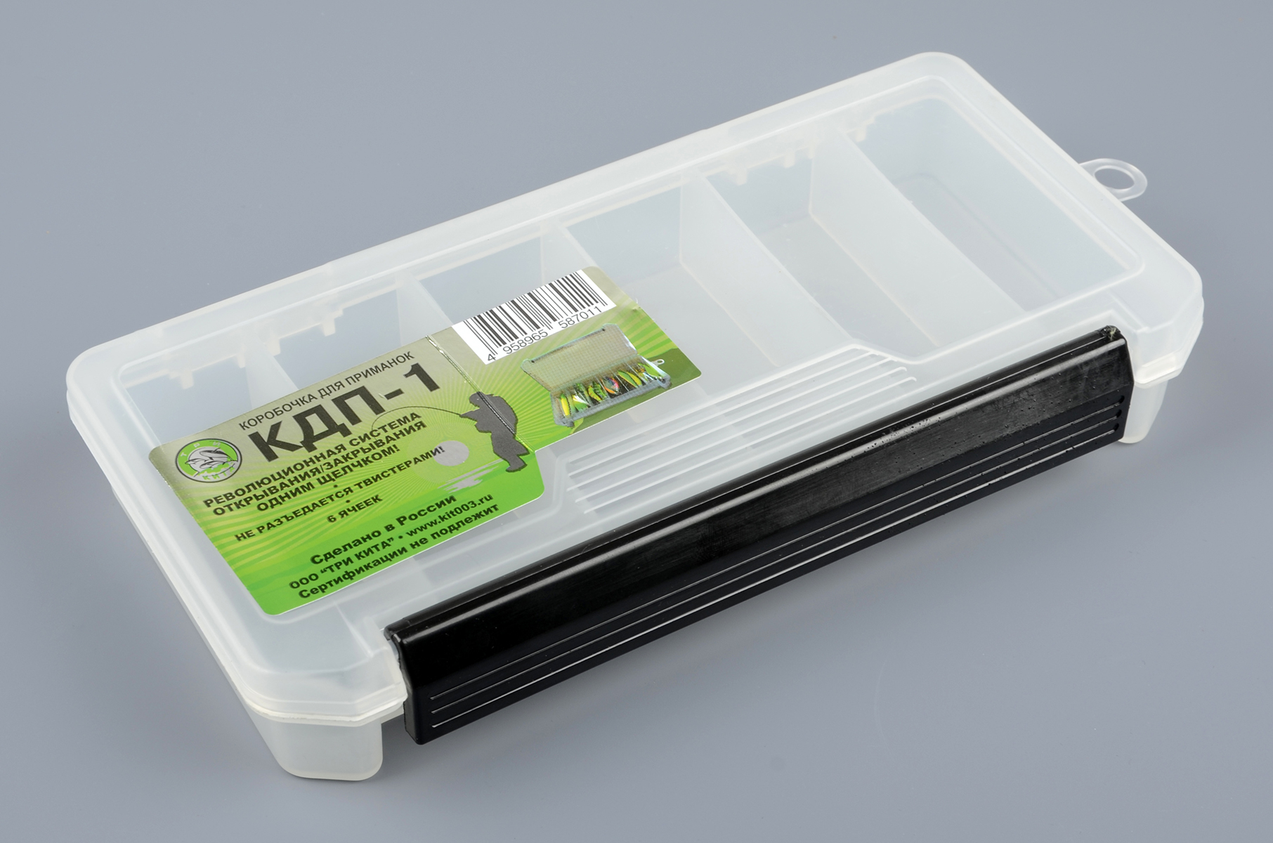 Коробка КДП-1 для приманок 6 отделений 190*100*30мм цв. прозрачная Три Кита