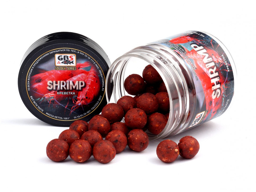 Бойлы GBS насадочные 15мм 132гр (банка) Shrimp Креветка
