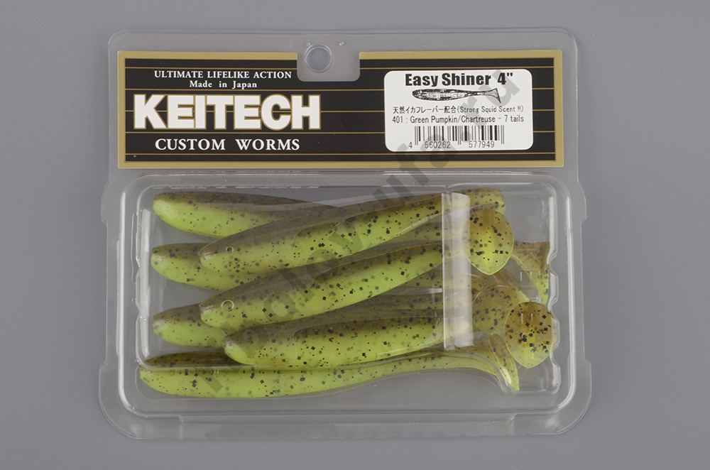 Силиконовая приманка Keitech Easy Shiner 3 inch 7,6см 2гр (10шт/уп) # 401 Green Pumkin/Chartreuse