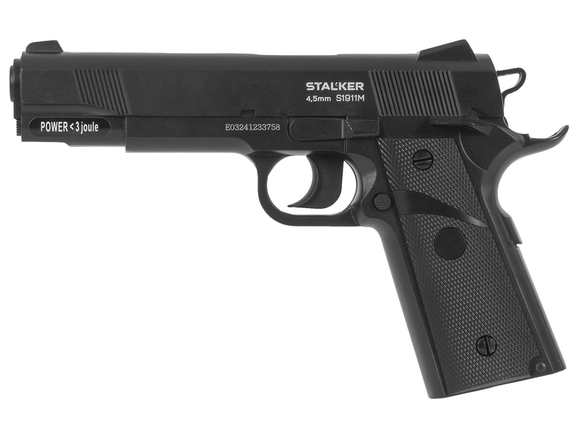 Пистолет пневм. Stalker S1911M (Colt 1911) к.4,5мм, 12г CO2, металл, 120 м/с, чёрный