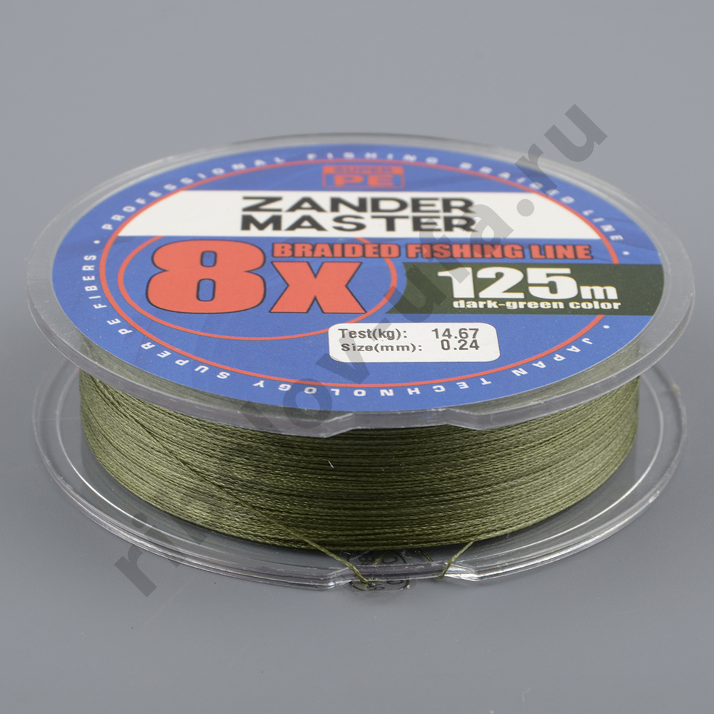 Шнур плетёный Zander Master x8 темно-зеленый, 125м, 0.16мм, 10.12 кг