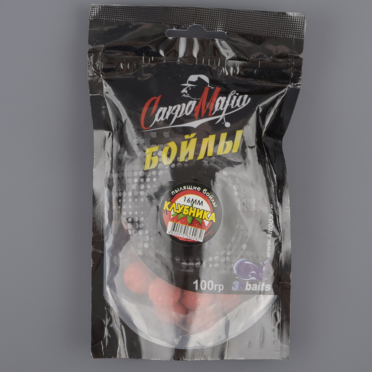 Бойлы пылящие Три кита На карпа 16мм 100гр (пакет) Клубника 