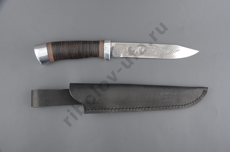 Нож Разведчик 2 Охотник, рукоять: кожа наборная