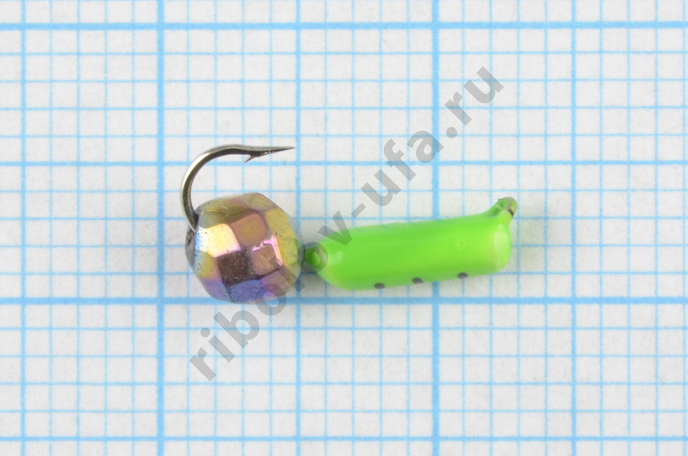 Мормышка Wormix точеная вольфрамовая Столбик d=2 с граненым шариком Хамелеон (зеленый) арт. 475