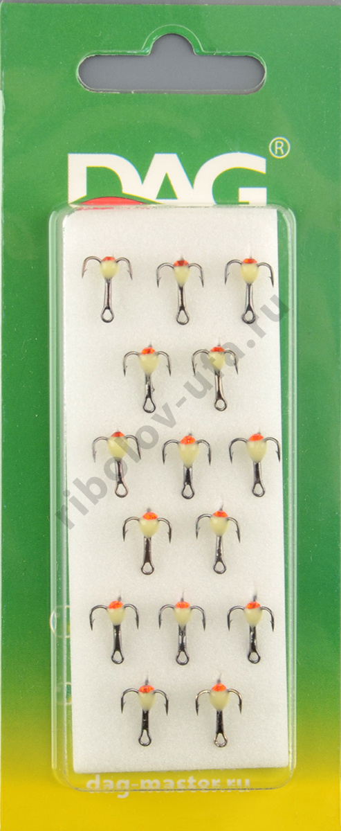 Тройник Dag Master Капля со стразой Белый с кр.Mustad №16 UF