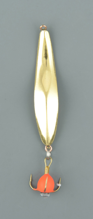 Блесна зимняя Пирс Снеток малый с чёртиком на цепочке латунь (в блистере)