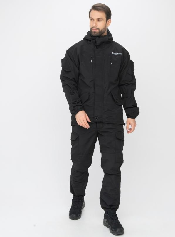 Костюм демисезон. Huntsman Горка-5 цв. Черный ткань Смесовая Рип-Стоп р. 52-54 рост 170-176 на молни