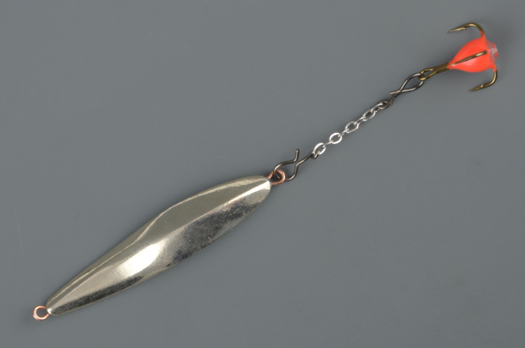 Блесна зимняя Пирс Змейка с чёртиком на цепочке Снеток малый нейзильбер (в блистере)